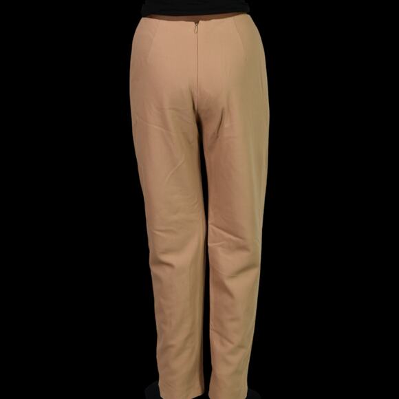 Oscar de La Renta Trousers Tan Wool Chain High Waist Dress Pant Tapered 2 Petite - Picture 3 of 12